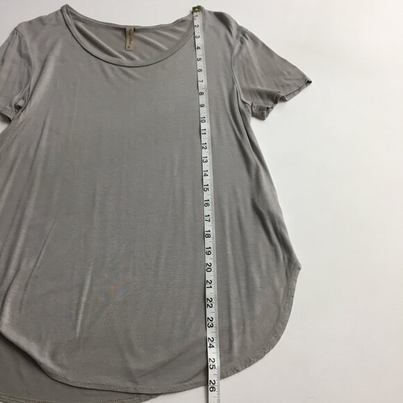 Final Touch Womens Small Taupe Gray Round Neck Top Relaxed Fit Short Sleeve - Picture 12 of 14
